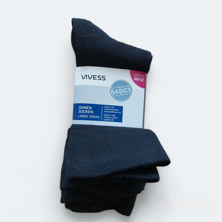 Actual product image Vivess Ladies socks with comfort waistband 6-pack (pack of 6, 39, 42)