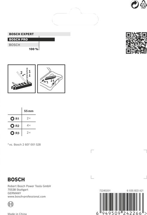 Nutritional values and ingredients Bosch Professional Zubehör PRO Robertson Impact Bit (R 2, R 3, R 1)