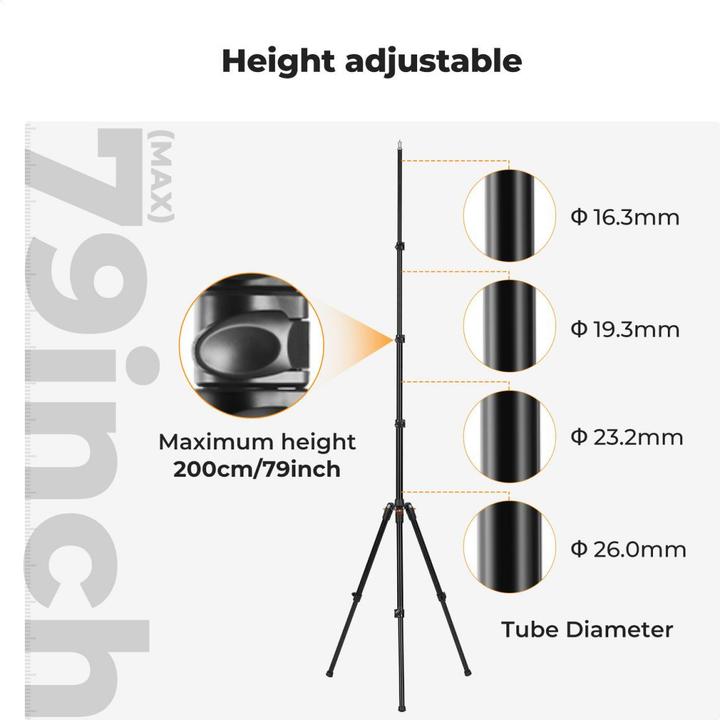 Produktbild K&F Concept 2.0m Extendable/Foldable Photography Light Stand, Aluminum Alloy (4 kg)
