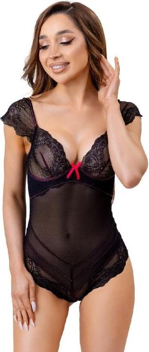 Produktbild LivCo Corsetti Fashion - Evelyn Lc 20243 Body Mit Spitzenbesatz Und Transparenzen Schwarz S/M (S, M)