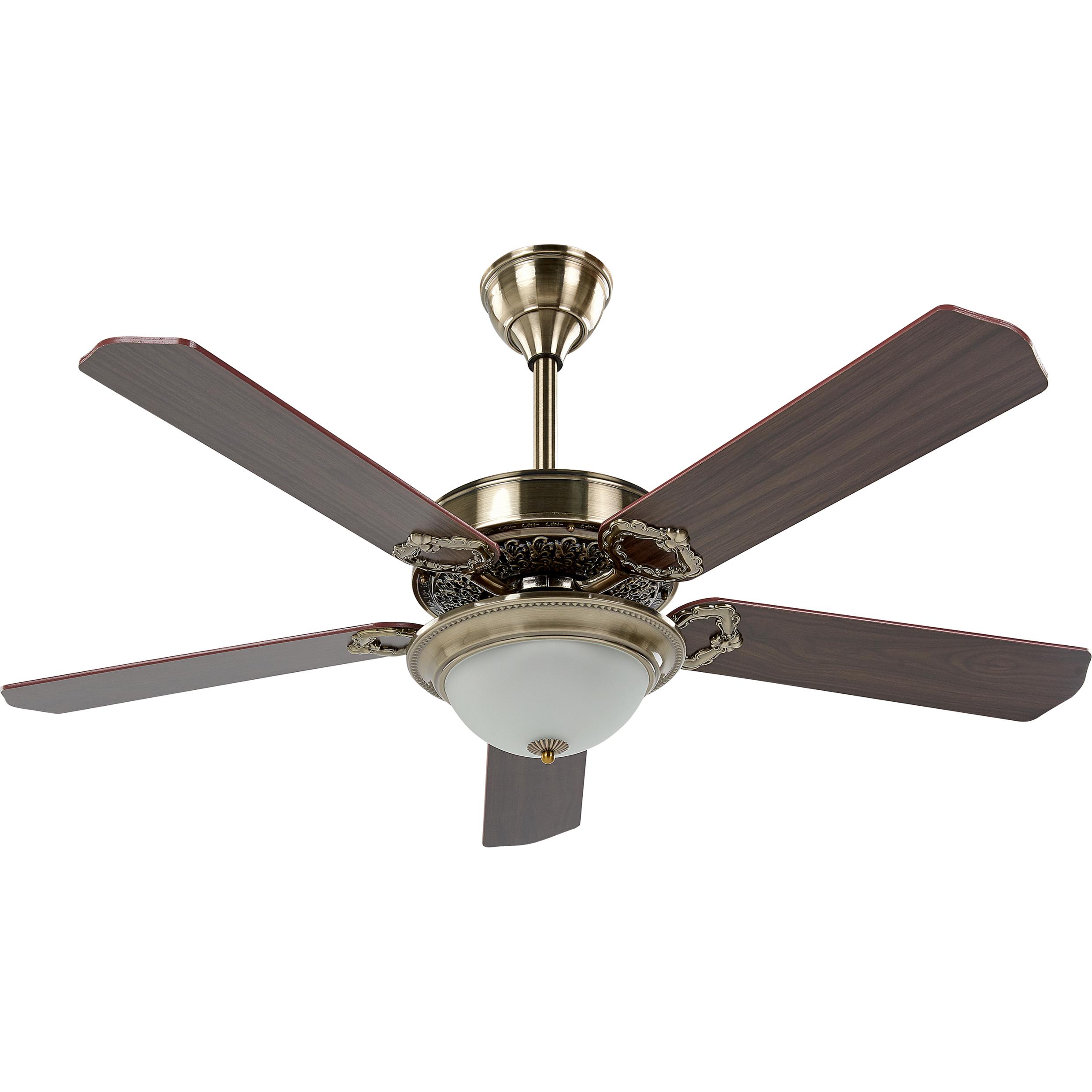 Beliani Deckenventilator mit Licht dunkler Holzfarbton / gold BEGEJ, Ventilator, Weiss, Braun, Gold