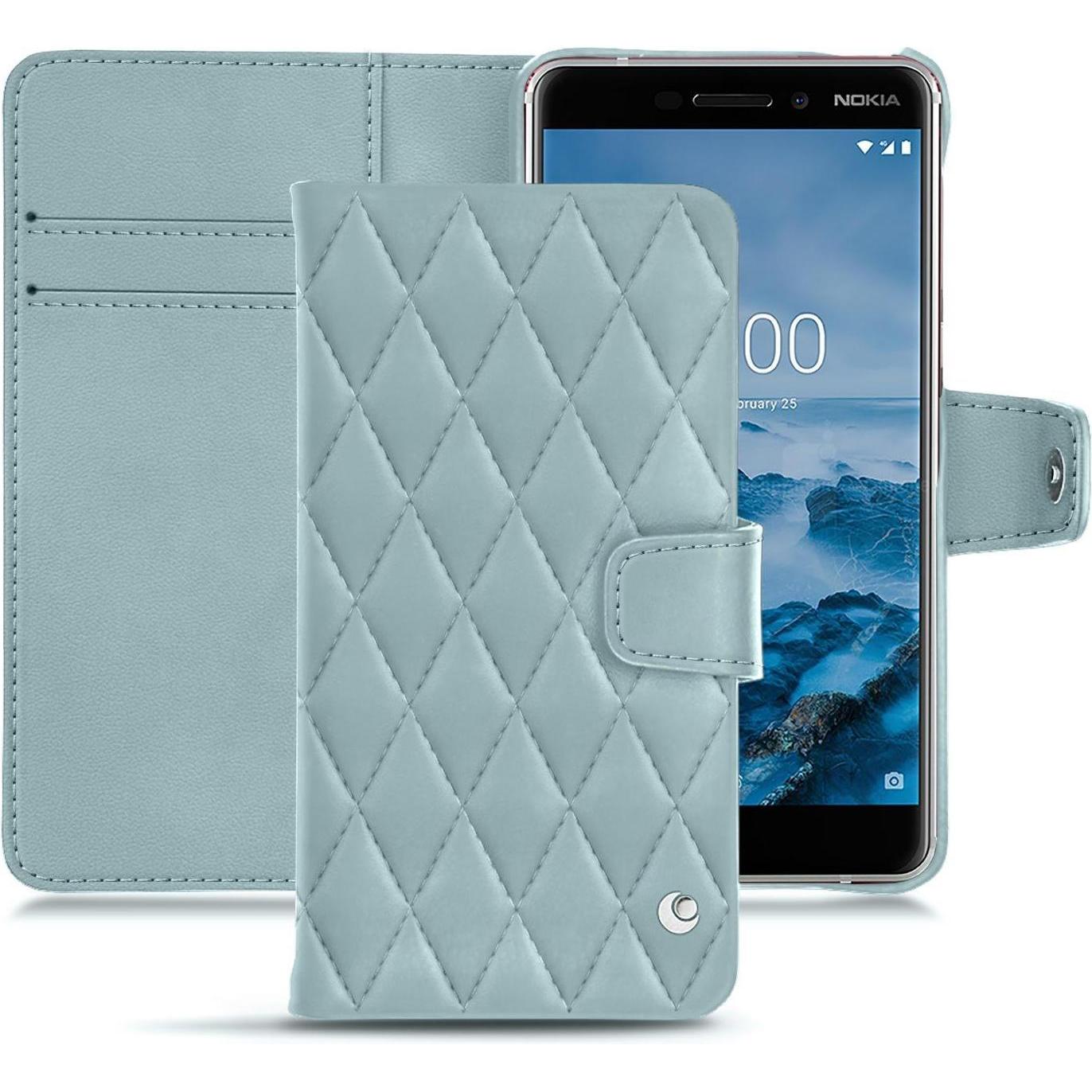Noreve Lederschutzhülle Wallet (Nokia 6 (2018)), Smartphone Hülle, Blau