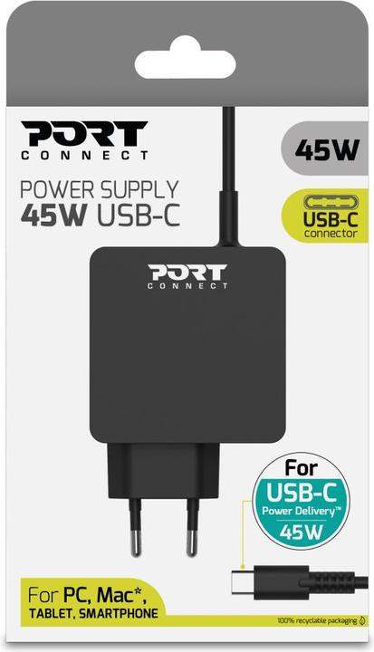 Image du produit Port Designs Adaptateur D'Alimentation Universel Type C 45w Pour Macbooks Notebooks Tablettes Smartphones (45 W, 1 portion)