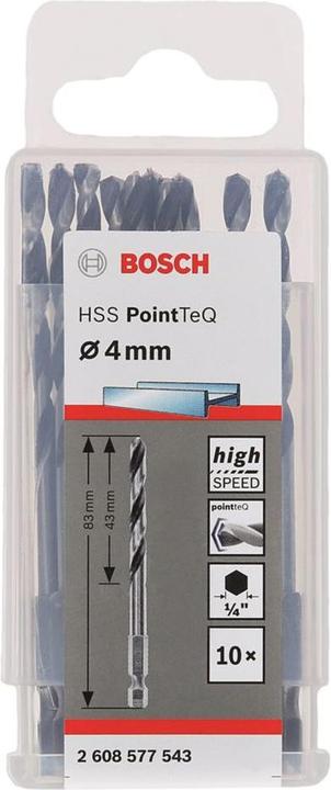 Produktbild Bosch Professional Zubehör HSS PointTeQ Sechskantbohrer 4,0 mm, 10-tlg. (4 mm)