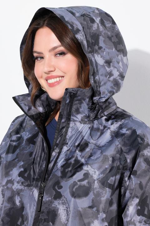 Actual product image Ulla Popken HYPRAR Abstract Print Longline Rain Jacket (42, 44, 46, 48)