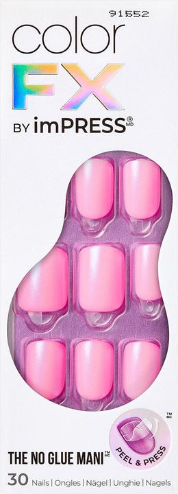 KISS Glue-on nails ImPRESS Color FX - Late Night 30 pcs (Kunstnägel, hellrosa)
