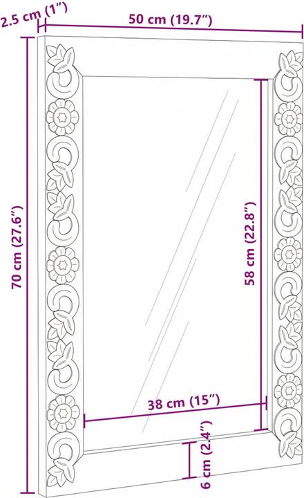 Produktbild vidaXL Badezimmer Spiegel (50 x 2.50 cm)