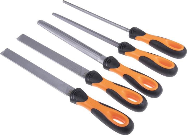 Image du produit Bahco Jeu de limes ERGO, 4 x taille bâtarde/1 x demi-lune 200 mm 5 pièces (Coupe 1, Coupe 2, 200 mm)