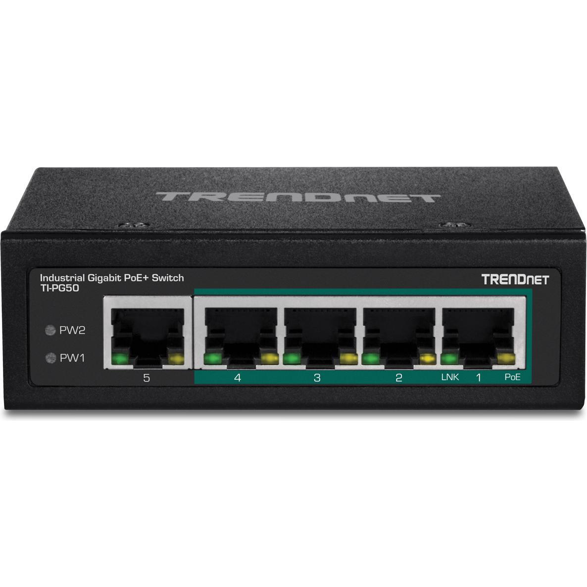 Thumbnail - Trendnet TI-PG50 Netzwerk-Switch Managed Gigabit Ethernet (10/100/1000) Schwarz Power over Ethernet (PoE) (5 Ports), Net...