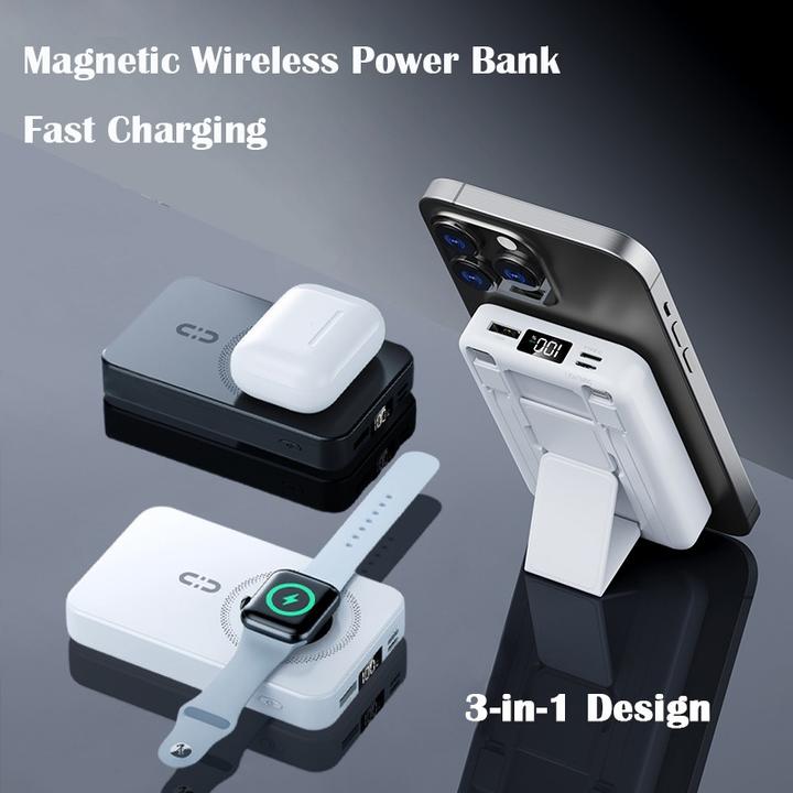 Actual product image Plutoos Magnetic 3-in-1 Wireless Power Bank (10000 mAh, 22.50 W)