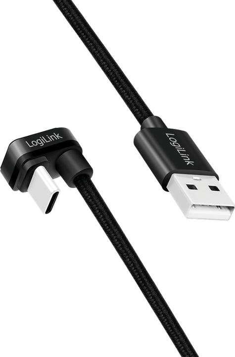 Immagine prodotto LogiLink Cavo USB 2.0 Type-C, C/M 180° a USB-A/M, alluminio, nero, 2 m (2 m, USB 2.0, 20 W)
