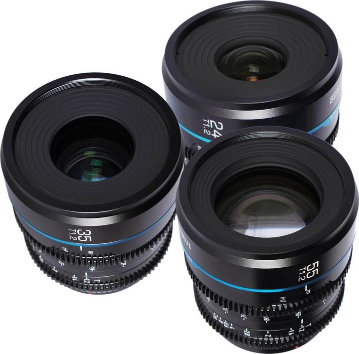 Image du produit Sirui Nightwalker 24 35+55mm T1.2 S35 MF Cine Lens Bundle X-Mount (Fujifilm X, APS-C / DX, Plein format)