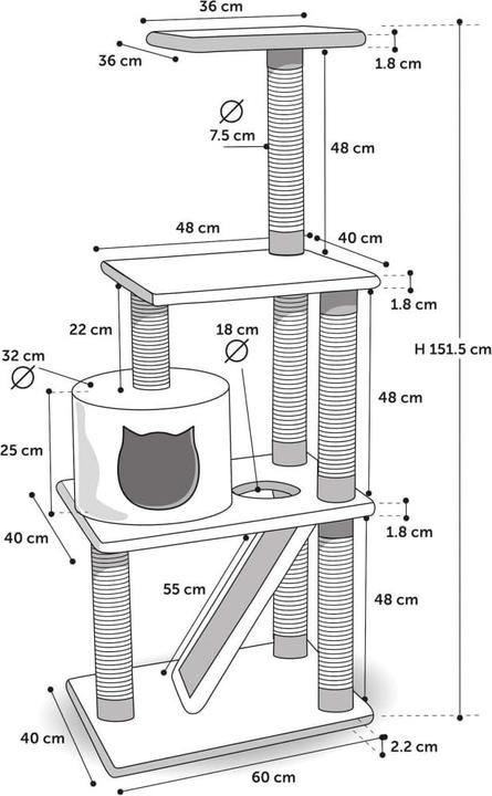 Actual product image Flamingo Scratching post (151.50 cm, Grey)