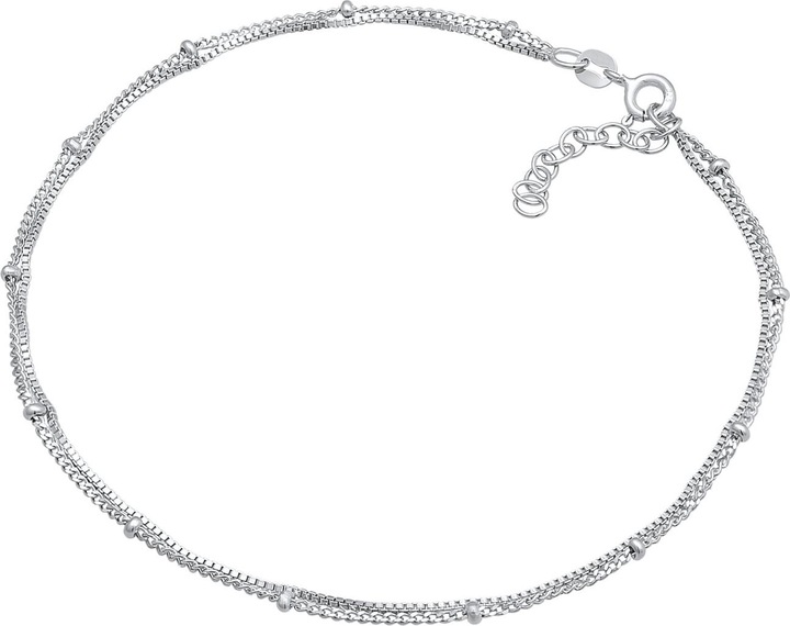 Elli Fussschmuck Kugel Gliederkette Layer Look 925 Silber (925er Sterling Silber, 22 cm)