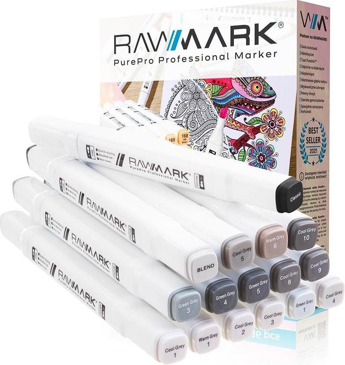 Produktbild Rawmark purePRO 16 Grautöne-Alkoholmarker (16x)