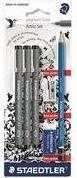 Image du produit Staedtler pigment liner 308 Set incl. crayon gratuit gomme taille-crayon (Noir, 3 x)