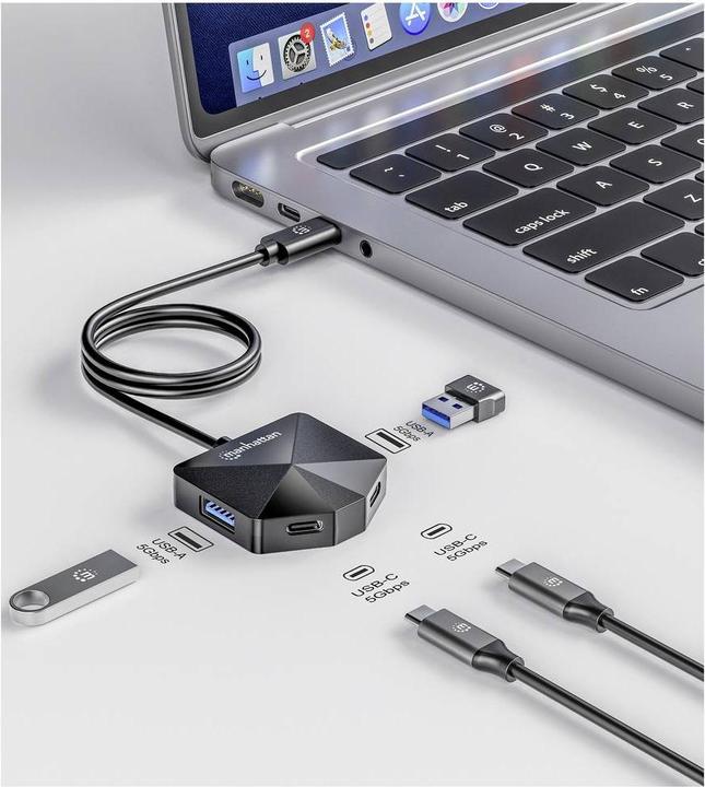 Produktbild Manhattan 4-Port USB 3.0 Typ-C / Typ-A Kombo-Hub 2x2 (USB-C, 4 Ports)