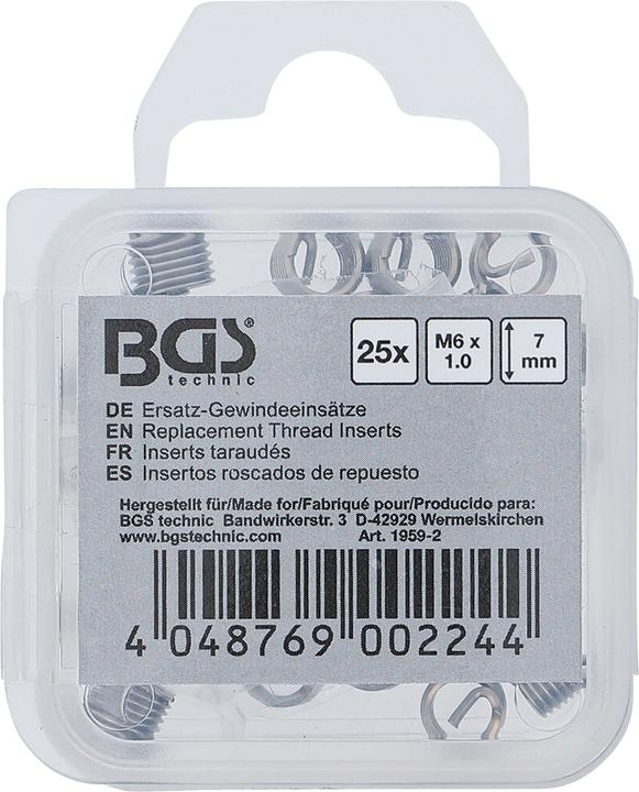Image du produit BGS Inserts taraudés M6 x 1,0 mm 25 pièces