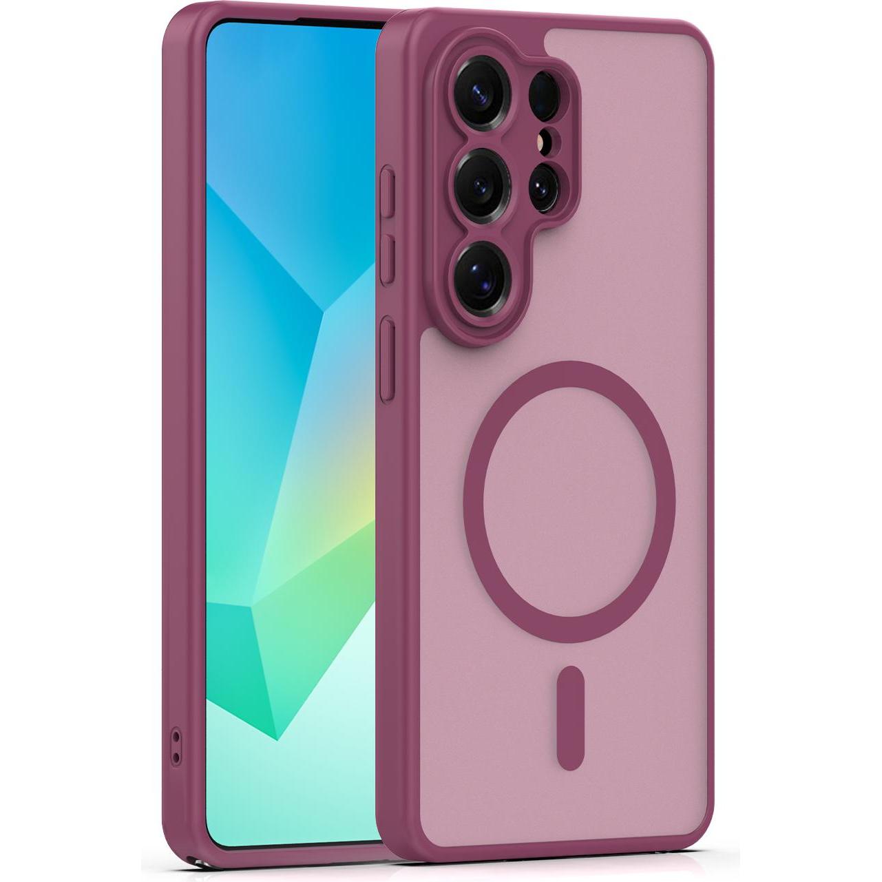 OEM Mag Matt case for Samsung S25 Ultra maroon (Samsung Galaxy S25 Ultra), Cover smartphone, Marrone