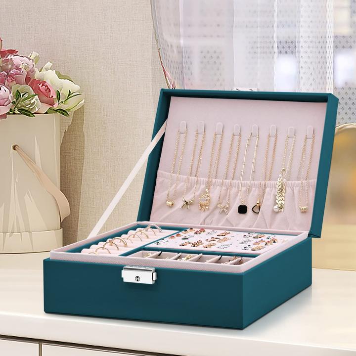 Produktbild Only-Bags.Store Schmuckkästchen 2 Schichten Pu-Leder-Schmuck Aufbewahrung Portable abschliessbare