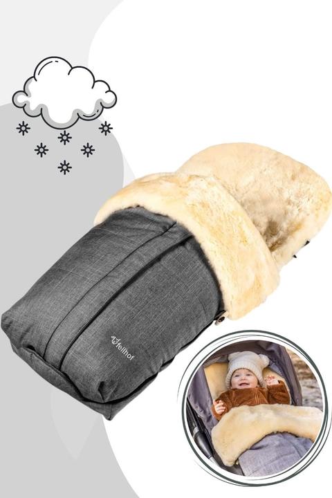 Fellhof Sac en peau de mouton - Cortina - pour poussettes, graphite mélangé