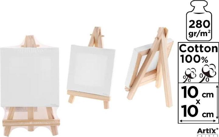 Artix Mini-Leinwand 10x10cm 280G/m2 + Staffelei