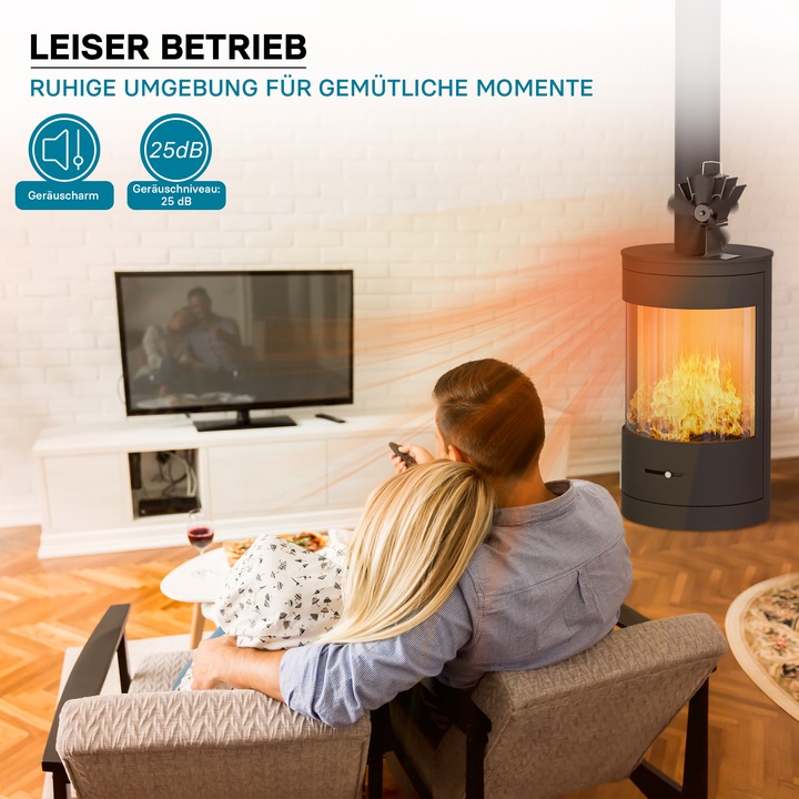 Produktbild Wiltec Kaminofen Ventilator 5 Flügel stromlos Kaminventilator Ofenventilator (17 x 10.5 x 19.5 cm)