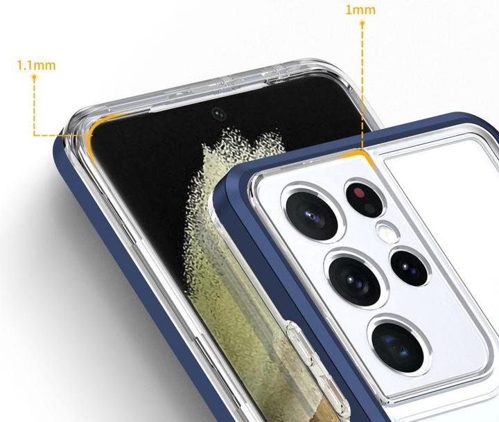 Produktbild Hurtel Clear 3in1 Case for Samsung Galaxy S22 Ultra Frame Gel Cover Blue (Samsung Galaxy S22 Ultra)