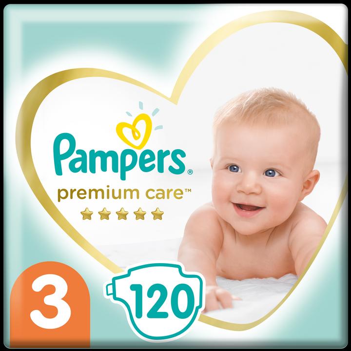 Immagine prodotto Pampers Pannolini Premium Care 3 Taglie (Midi), 5-9 Kg, 120 pz. (Dimensione 3, Box mezzo mese, 120 Pezzo/i)
