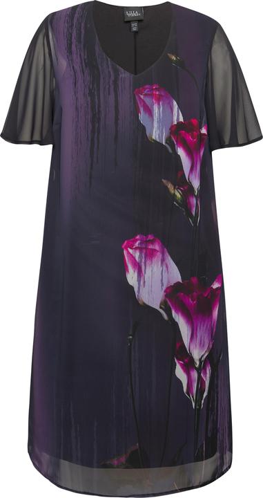 Produktbild Ulla Popken Kleid, Blüten, A-Linie, V-Ausschnitt, Cup-Halbarm (54)