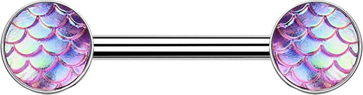 Image du produit Star Piercing Barbell silber mit Fischschuppen pink (sans laiton, Acier chirurgical 316L)