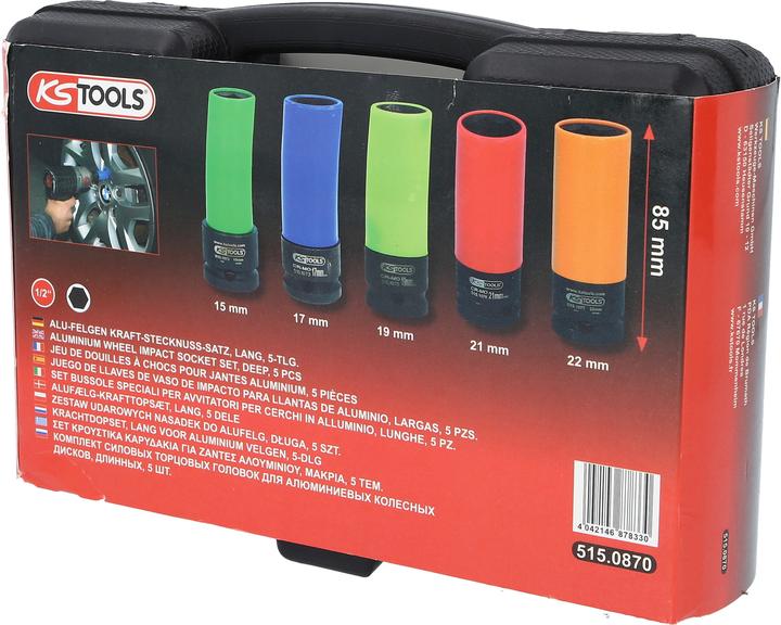 Produktbild KS Tools Stecknuss-Satz (19 mm, 22 mm, 21 mm, 17 mm, 15 mm)