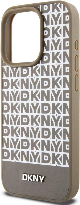 Actual product image DKNY PU Leather Repeat Pattern Bottom Stripe MagSafe Case for iPhone 13 Pro Max Brown (Apple iPhone 13 Pro Max)