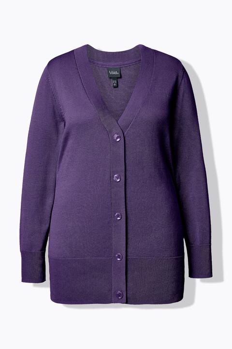 Produktbild Ulla Popken Strickjacke, V-Ausschnitt, Knopfleiste, Feinstrick (58, 60)