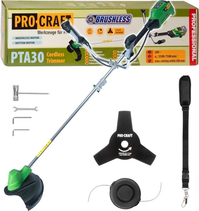 Produktbild Procraft PTA30 Akku Freischneider 20 V 300 mm Brushless Solo - ohne Akku, ohne Ladegerät (Metallschneideblatt)