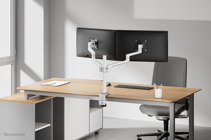Actual product image Neomounts Table mount dual 100x100 -8kg 17-27"/h?v/incline/pivot/clamp/white? (Table, 27.01")