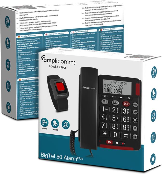 Actual product image amplicom ms BigTel 50 Alarm Plus DE/FR Analogue telephone dark grey