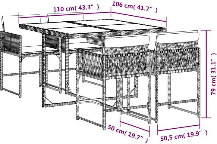 Produktbild vidaXL Garten Essgruppe (110 x 106 x 73 cm)