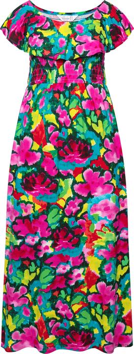 Produktbild Miamoda Jersey-Maxikleid, Blumendruck, gesmokte Büste, Carmenausschnitt, Halbarm (52)