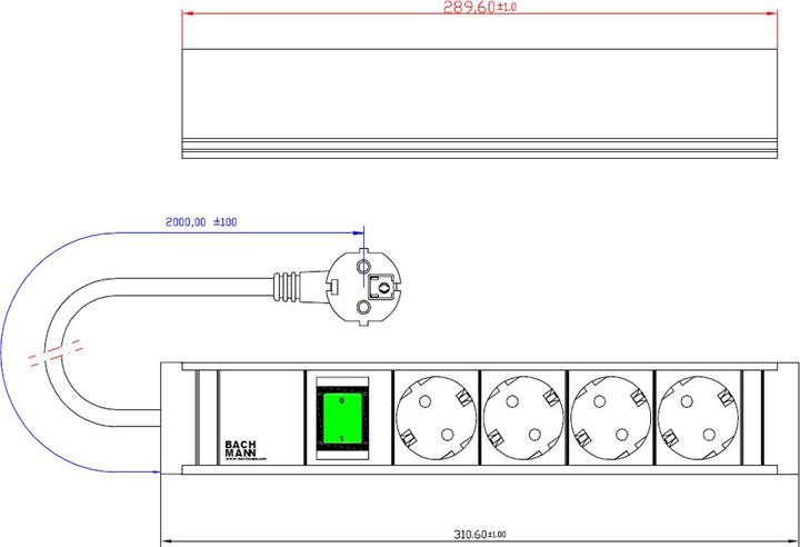 Produktbild Bachmann Connect Line (4 x, CEE 7/3, 2 m)