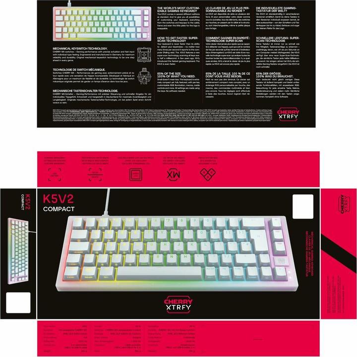 Actual product image CHERRY xtrfy K5V2 65% / FR / WHITE (FR, Cable)