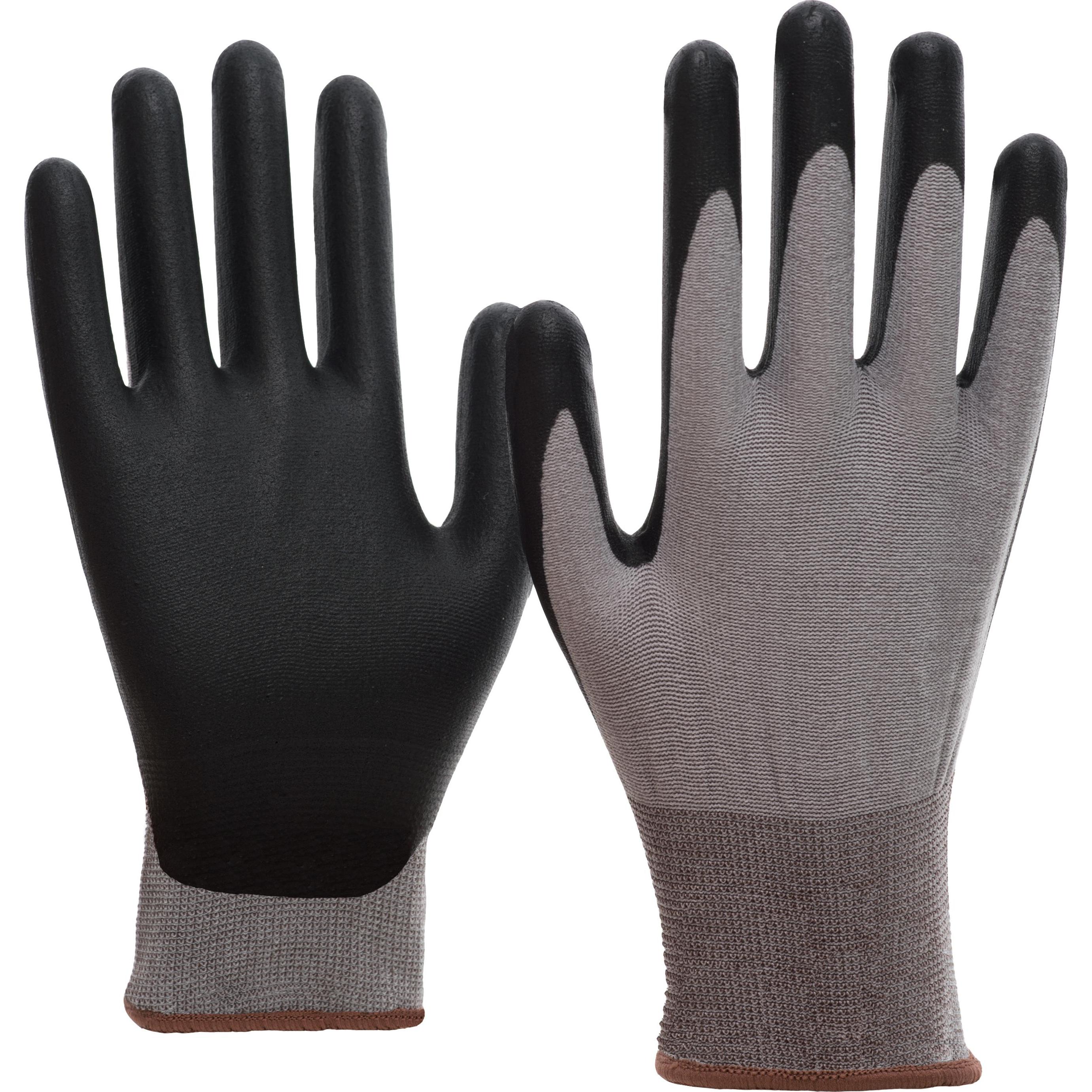 Nitras, Schutzhandschuhe, SKIN CLEAN, Strickhandschuhe, Spezial-Stretch-Strick, grau, PPU-Beschichtung, schwarz (Farbco ...