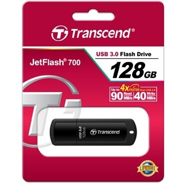 Actual product image Transcend JetFlash 700 (128 GB, USB-A, USB 3.0)