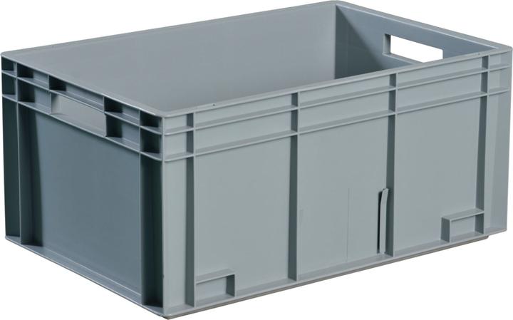 Tecwerk Stackable transport container L 400 x W 300 x H 320 mm grey PP open handle closed side panels