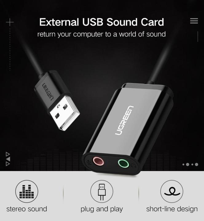 Image du produit Ugreen Carte son externe USB pour casques, haut-parleurs, écouteurs (USB)