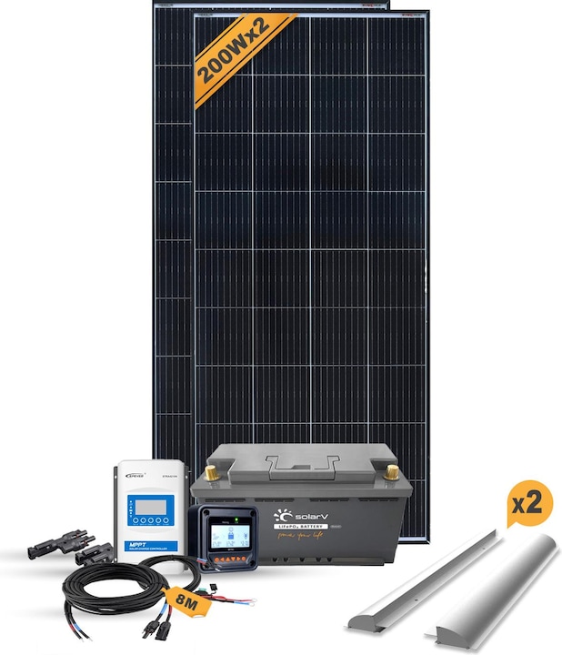 Immagine prodotto Enjoy solar Set monocristallino per camper - 400W/12V completo (ALU Silver) (200 W)