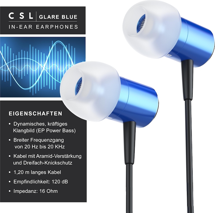 Image du produit CSL Ecouteurs intra-auriculaires, Ecouteurs intra-auriculaires, Diaphragme dynamique de 8 mm (Filaire)
