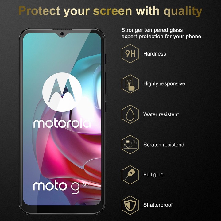Actual product image Cadorabo Display protection glass (3 Piece, Motorola Moto G30, Motorola Moto G10)