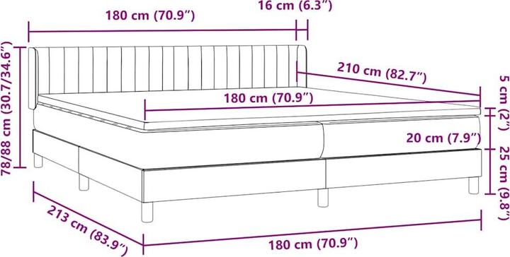 Actual product image vidaXL Boxspringbett (180 x 210 cm)