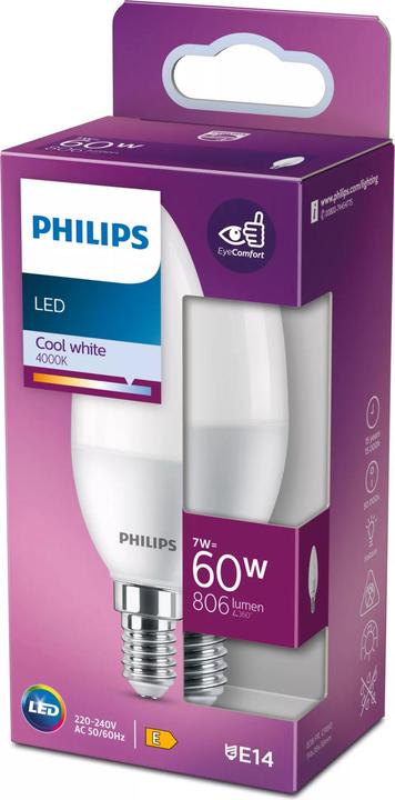 Image du produit Philips LED 60W B38 E14 CW FR ND 1PF/12 (E14, 806 lm, 1 x)